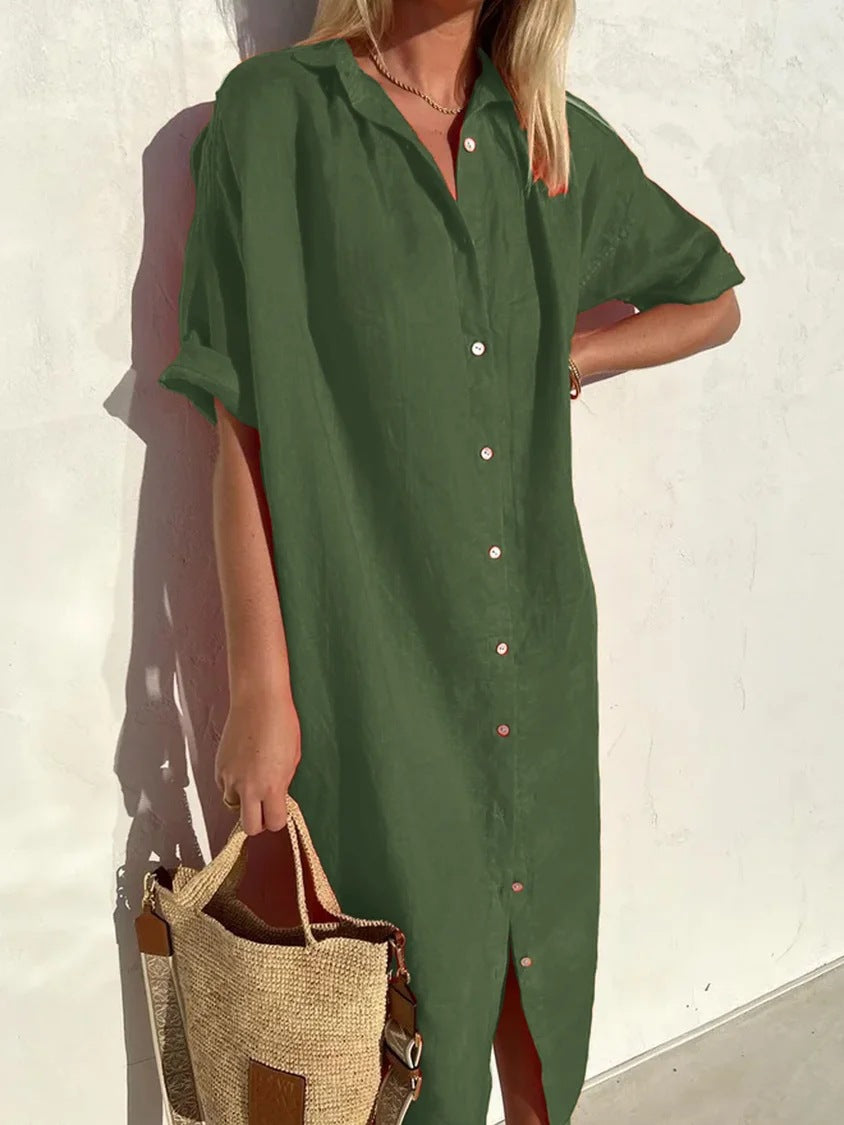 Vestido Mujer Manga Corta con Botones | Corte Holgado – Buy ByM