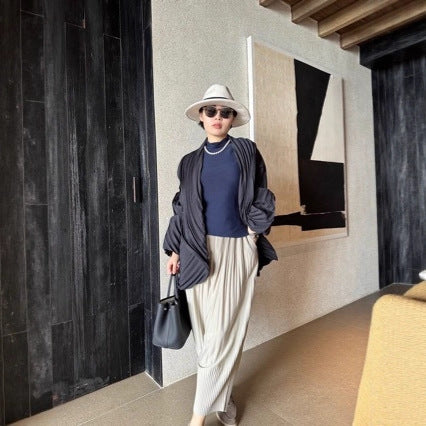 Cardigan Plisado Artesanal Mujer | Abrigo Elegante con Capas – Buy ByM