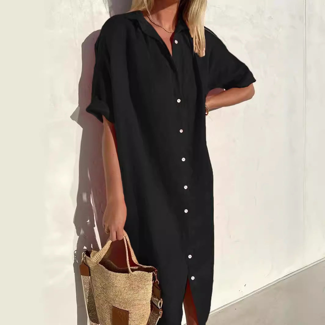 Vestido Mujer Manga Corta con Botones | Corte Holgado – Buy ByM