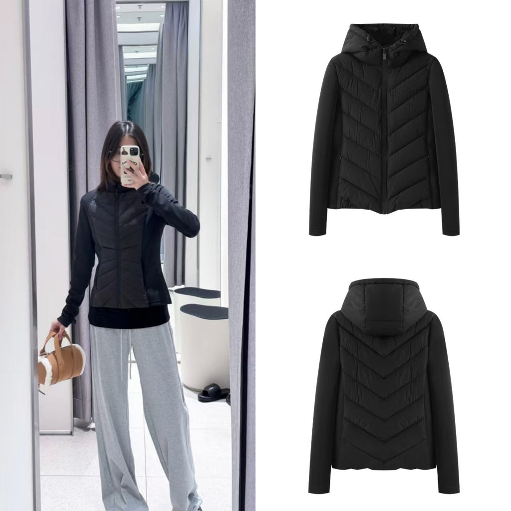 女式修身轻薄带帽棉服