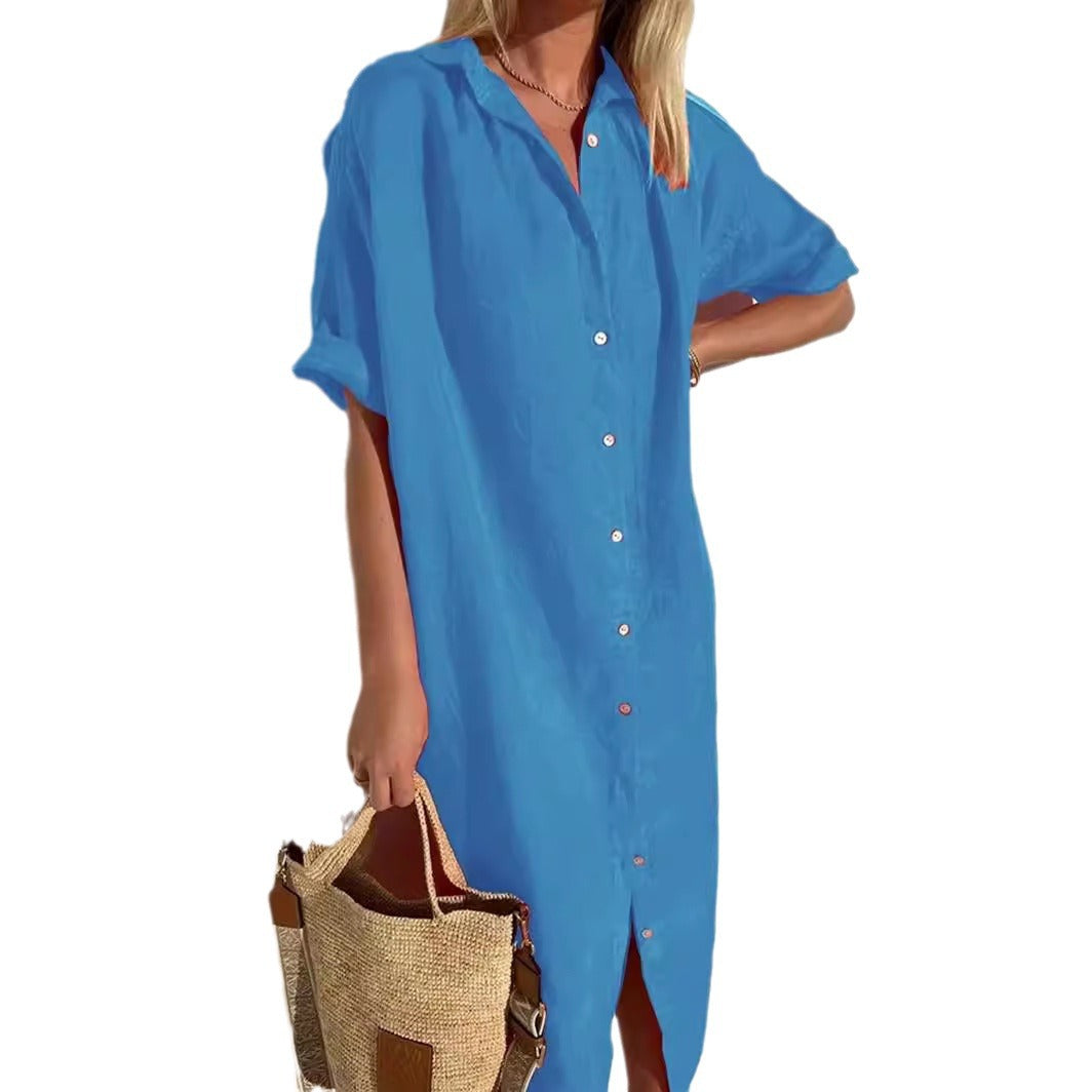 Vestido Mujer Manga Corta con Botones | Corte Holgado – Buy ByM