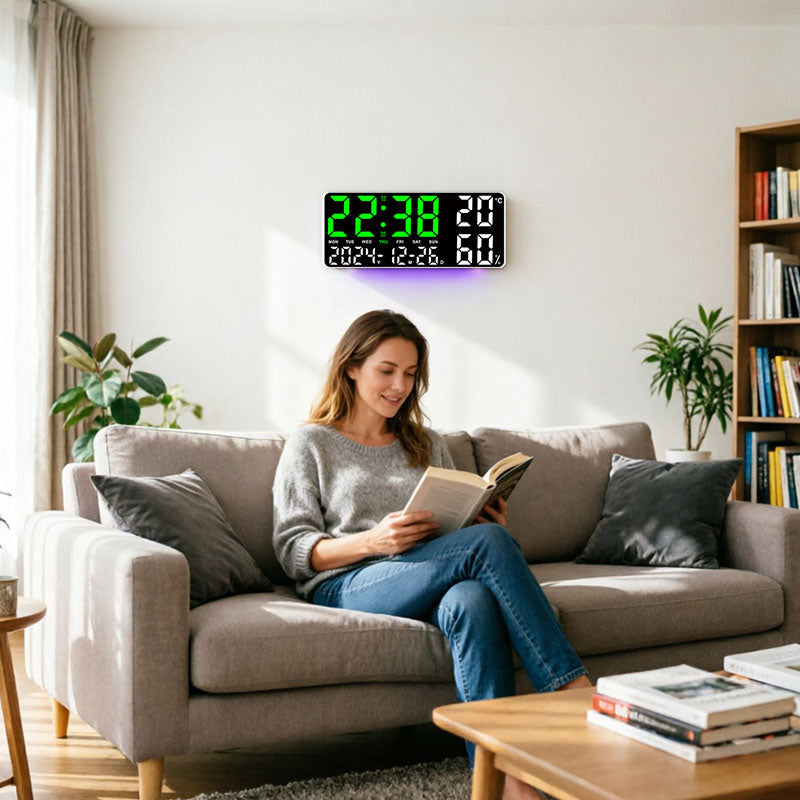Reloj de Pared Digital LED con Temperatura y Humedad | Mando – Buy ByM