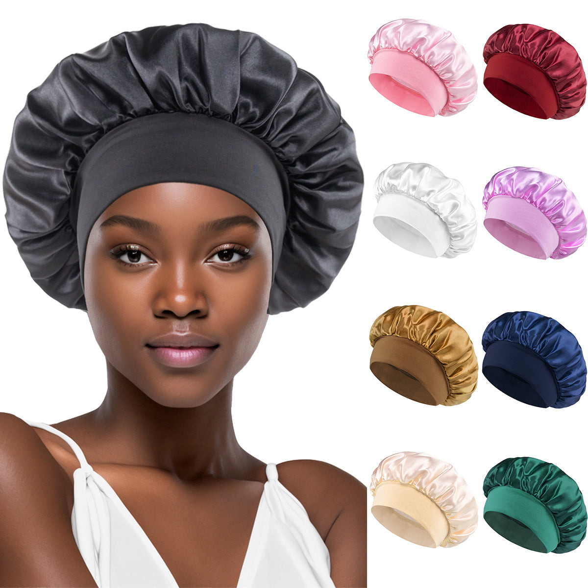 Gorro de Ducha Satén Mujer | Ala Ancha para Dormir y Quimio – Buy ByM