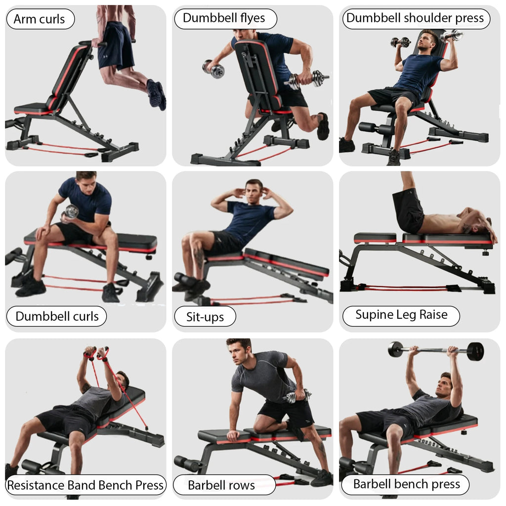 Adjustable Dumbbell Bench 120KG Heavy Duty Weight Bench with 7-Position Backrest Multi-Functional Home Gym Fitness Equipment