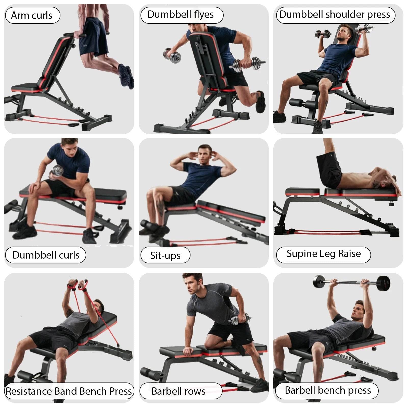 Adjustable Dumbbell Bench 120KG Heavy Duty Weight Bench with 7-Position Backrest Multi-Functional Home Gym Fitness Equipment