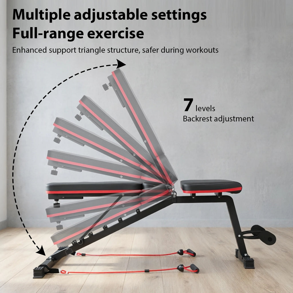 Adjustable Dumbbell Bench 120KG Heavy Duty Weight Bench with 7-Position Backrest Multi-Functional Home Gym Fitness Equipment