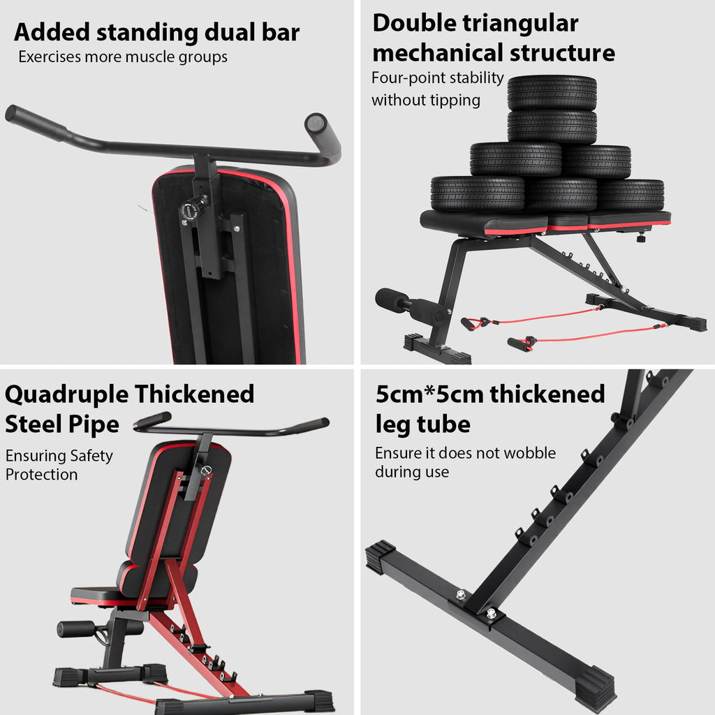 Adjustable Dumbbell Bench 120KG Heavy Duty Weight Bench with 7-Position Backrest Multi-Functional Home Gym Fitness Equipment