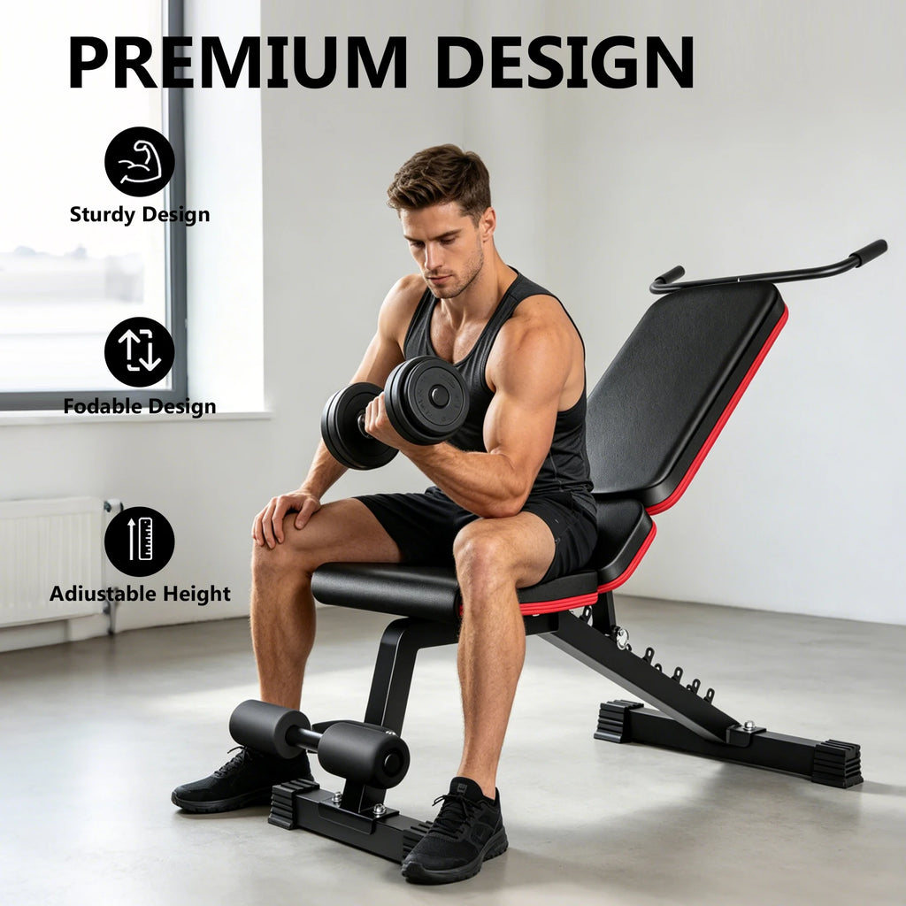 Adjustable Dumbbell Bench 120KG Heavy Duty Weight Bench with 7-Position Backrest Multi-Functional Home Gym Fitness Equipment