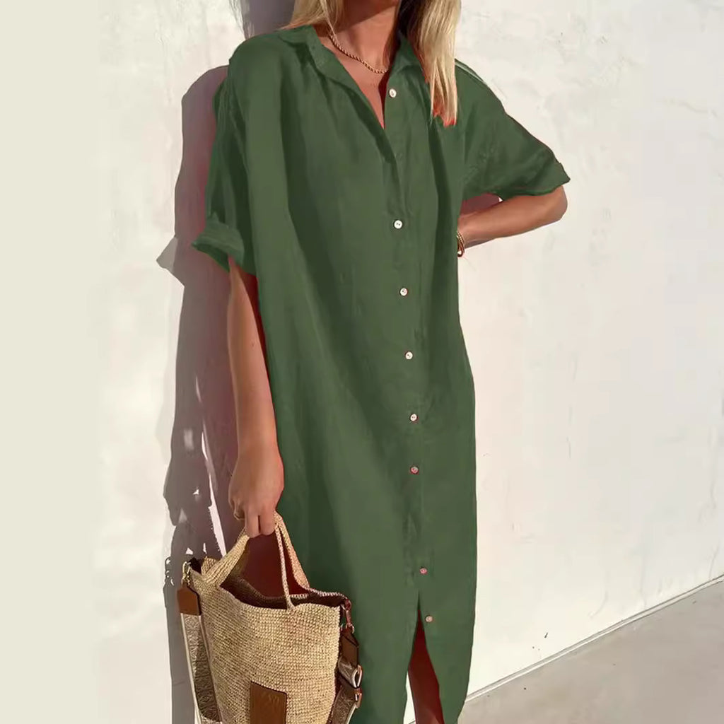 Vestido Mujer Manga Corta con Botones | Corte Holgado – Buy ByM