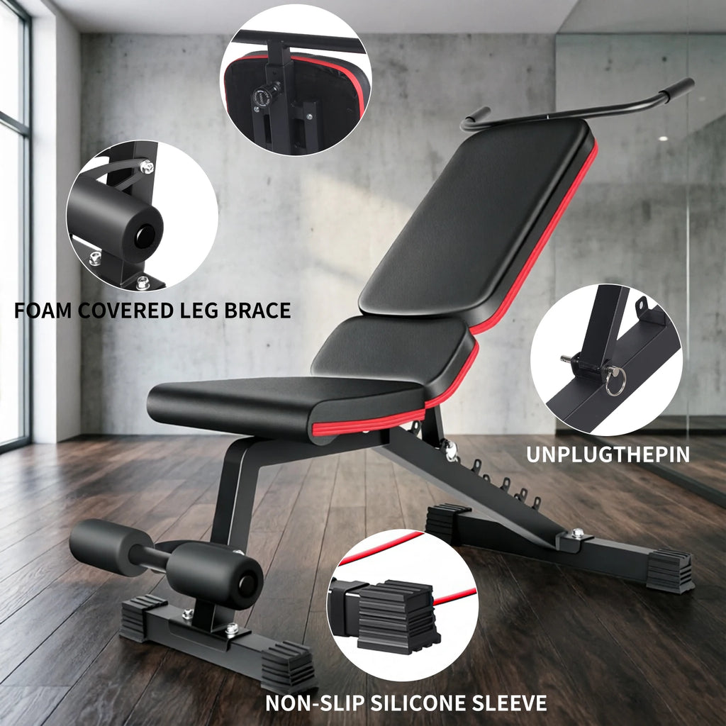 Adjustable Dumbbell Bench 120KG Heavy Duty Weight Bench with 7-Position Backrest Multi-Functional Home Gym Fitness Equipment