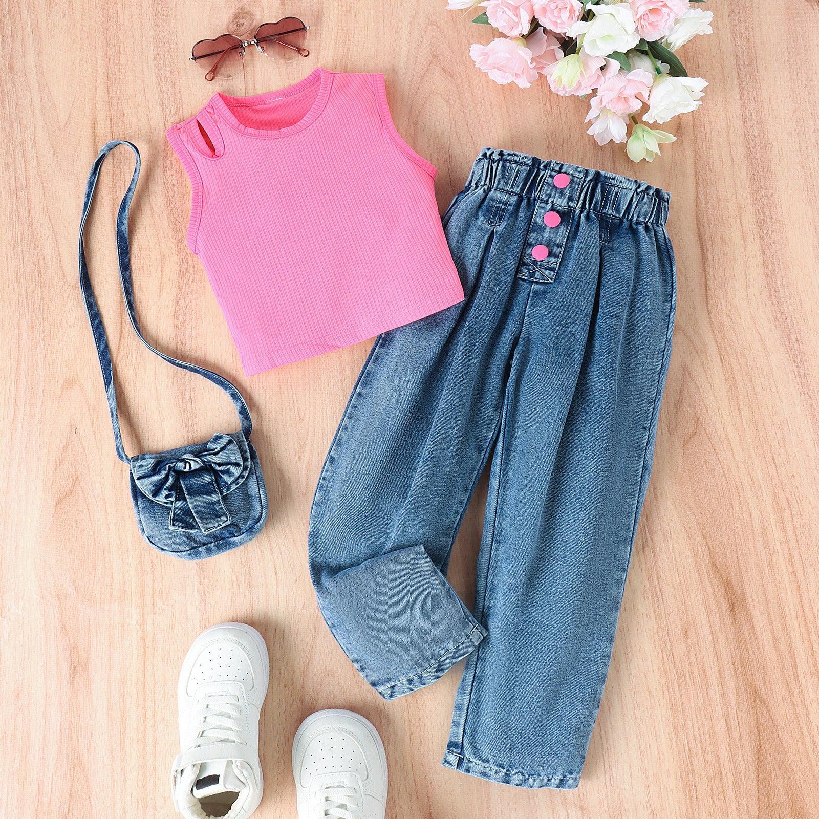 Conjunto Mujer Top Sin Mangas y Pantalón Vaquero – Buy ByM