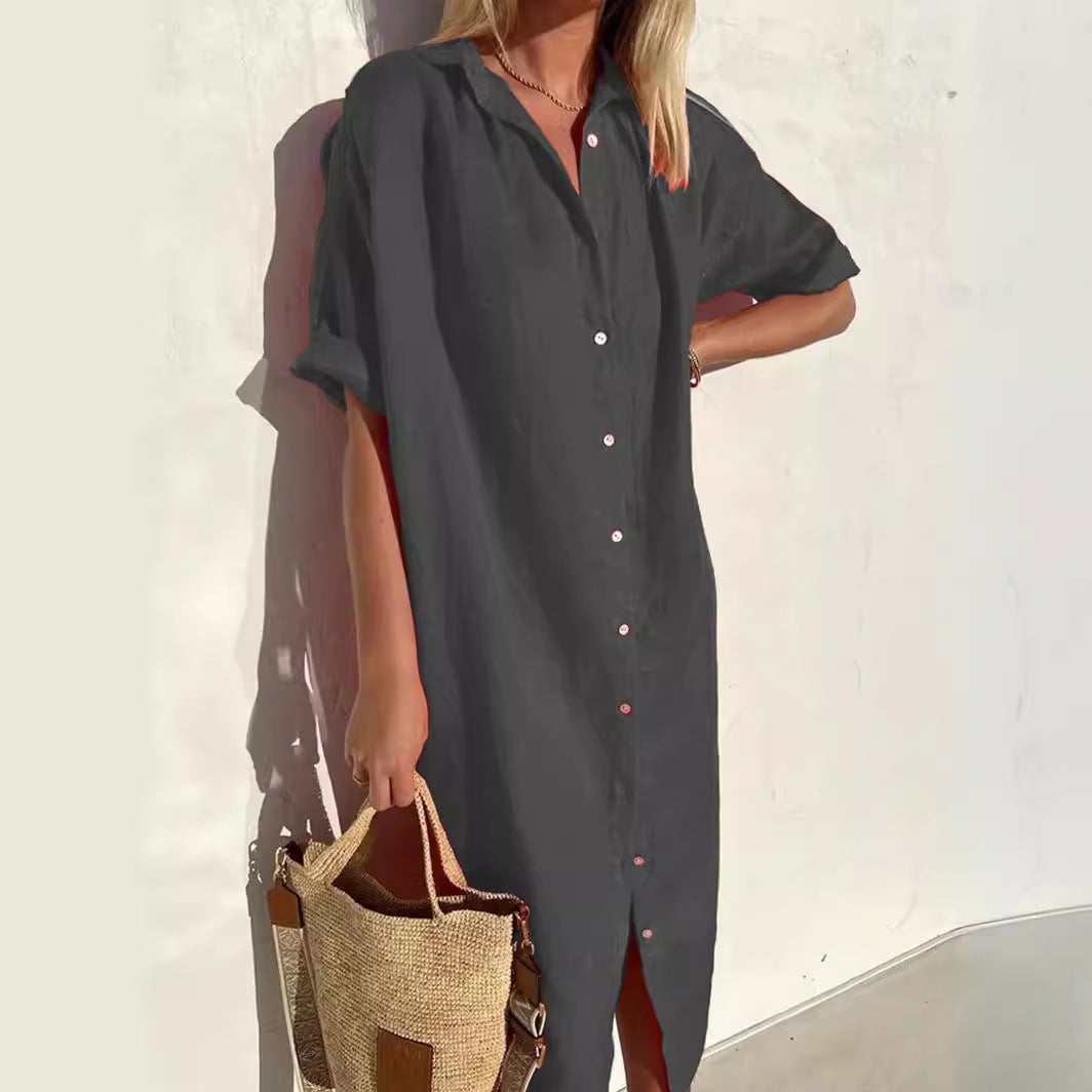 Vestido Mujer Manga Corta con Botones | Corte Holgado – Buy ByM