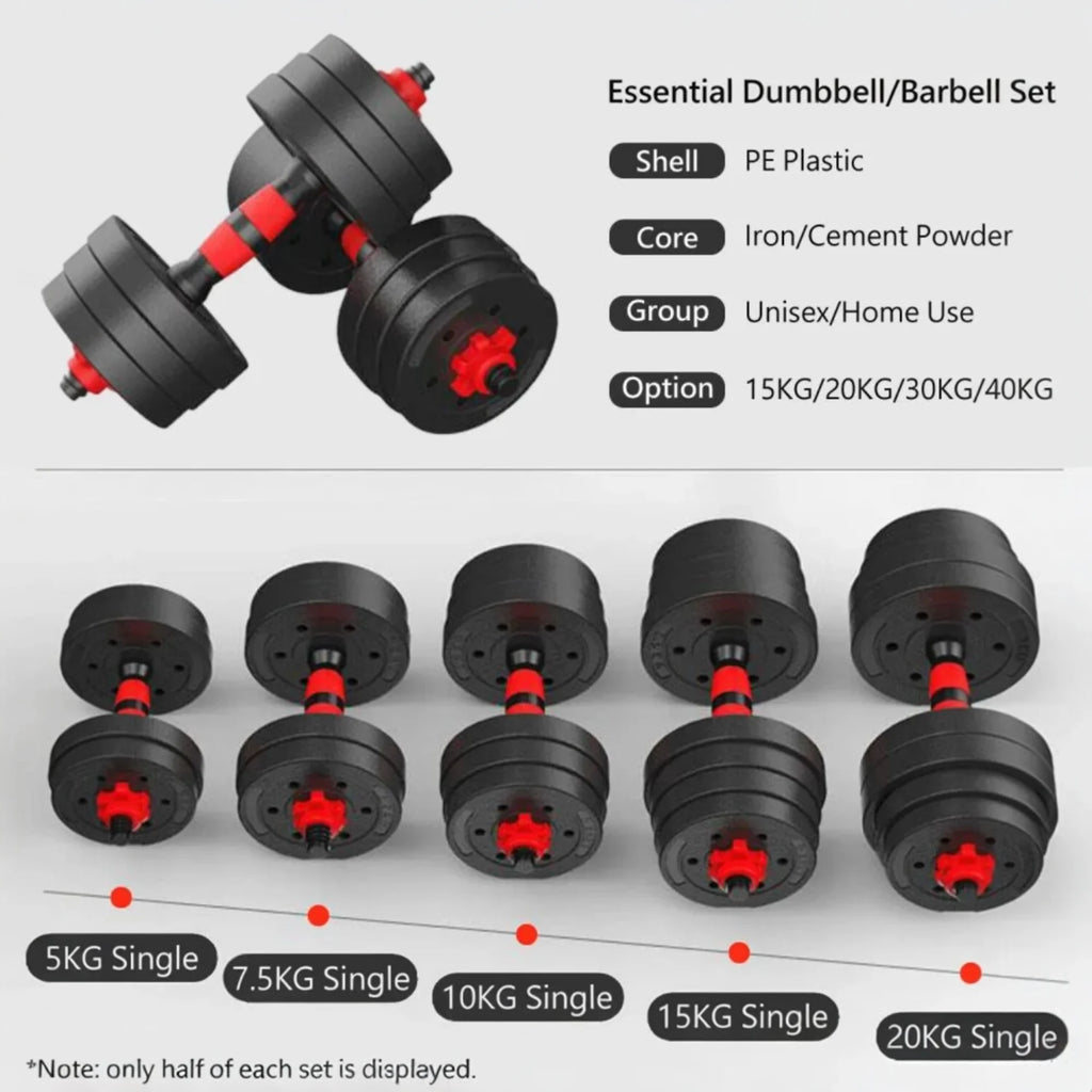 Adjustable Dumbbells 2 in 1 Set by Mikomika, weights 10-30KG, features adjustable plates for customized workouts, perfect for full body exercise, ideal for home gym and strength training.