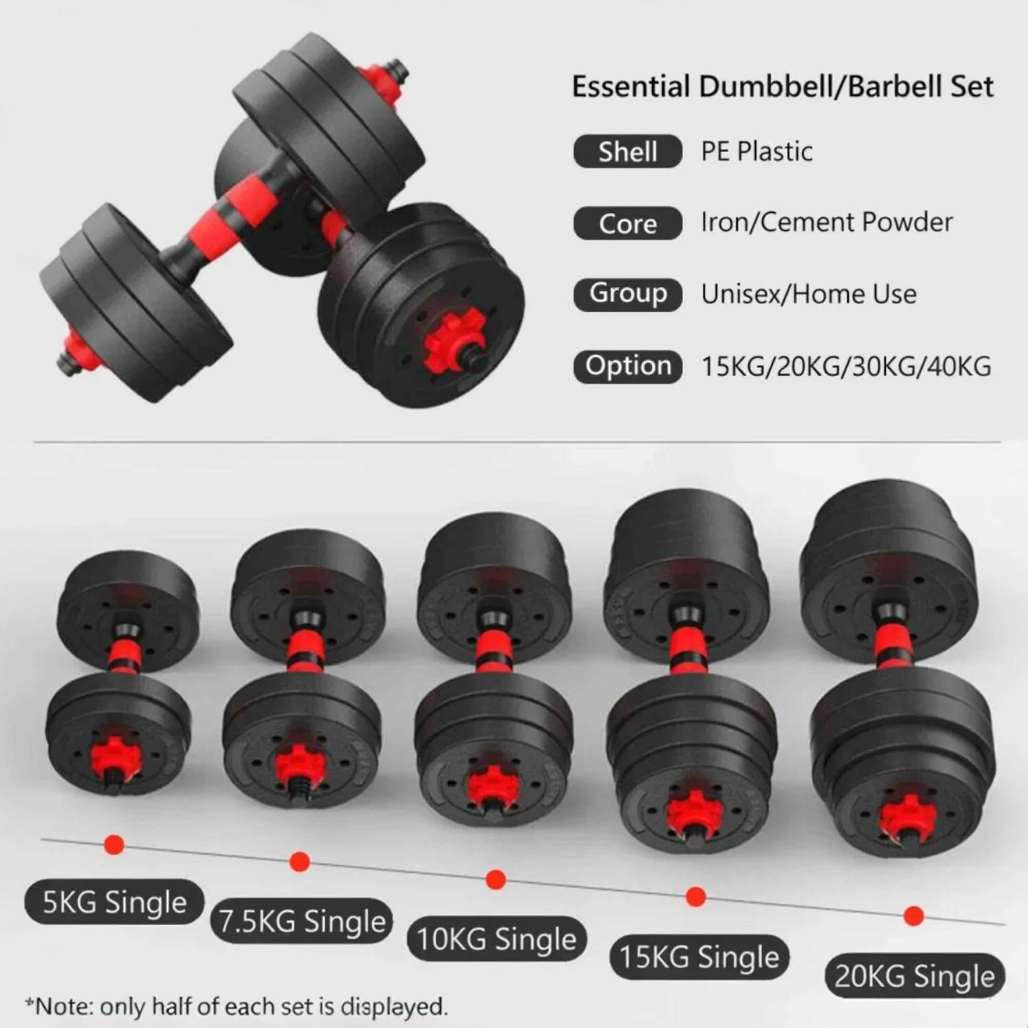 Adjustable Dumbbells 2 in 1 Set by Mikomika, weights 10-30KG, features adjustable plates for customized workouts, perfect for full body exercise, ideal for home gym and strength training.