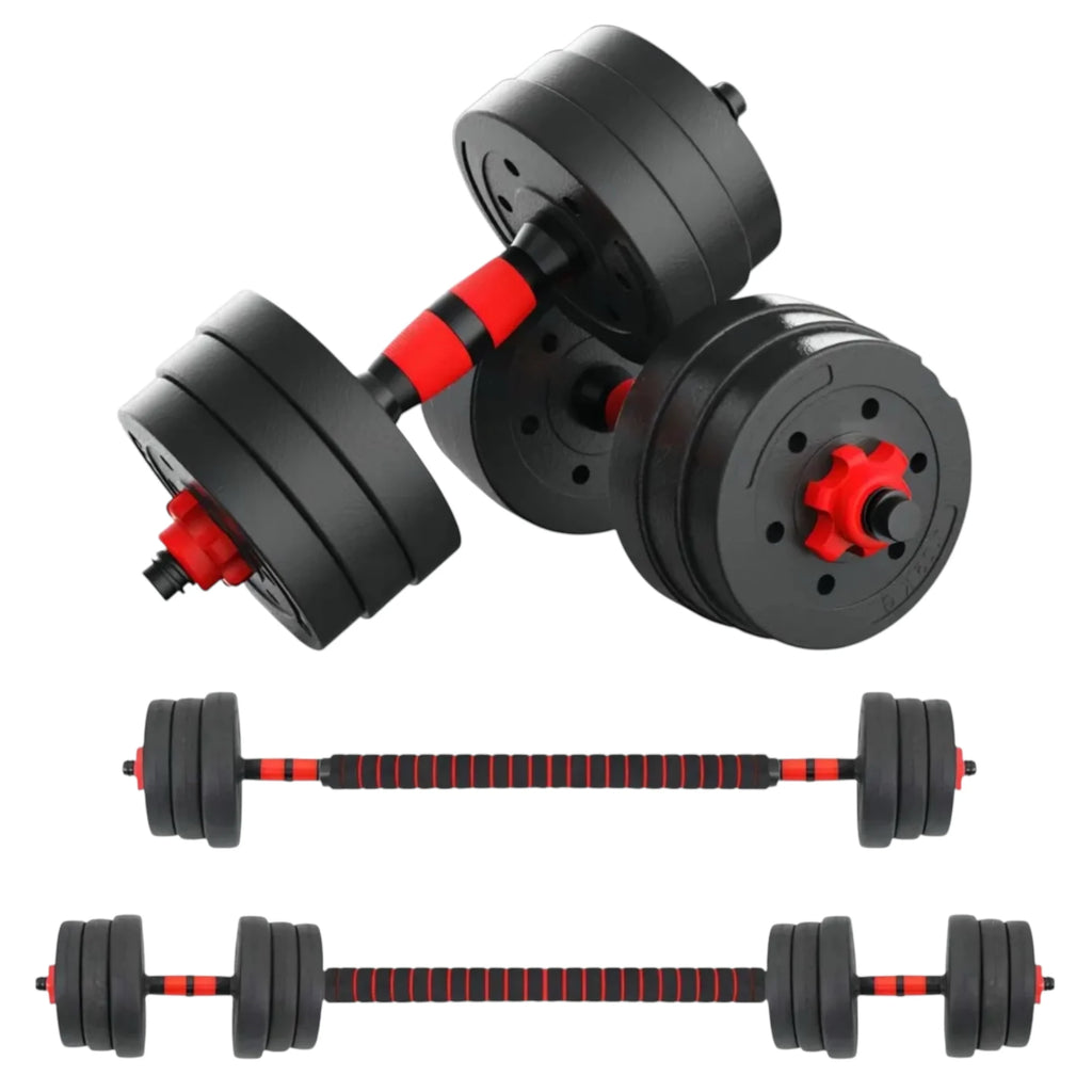 Adjustable Dumbbells 2 in 1 Set by Mikomika, weights 10-30KG, features adjustable plates for customized workouts, perfect for full body exercise, ideal for home gym and strength training.