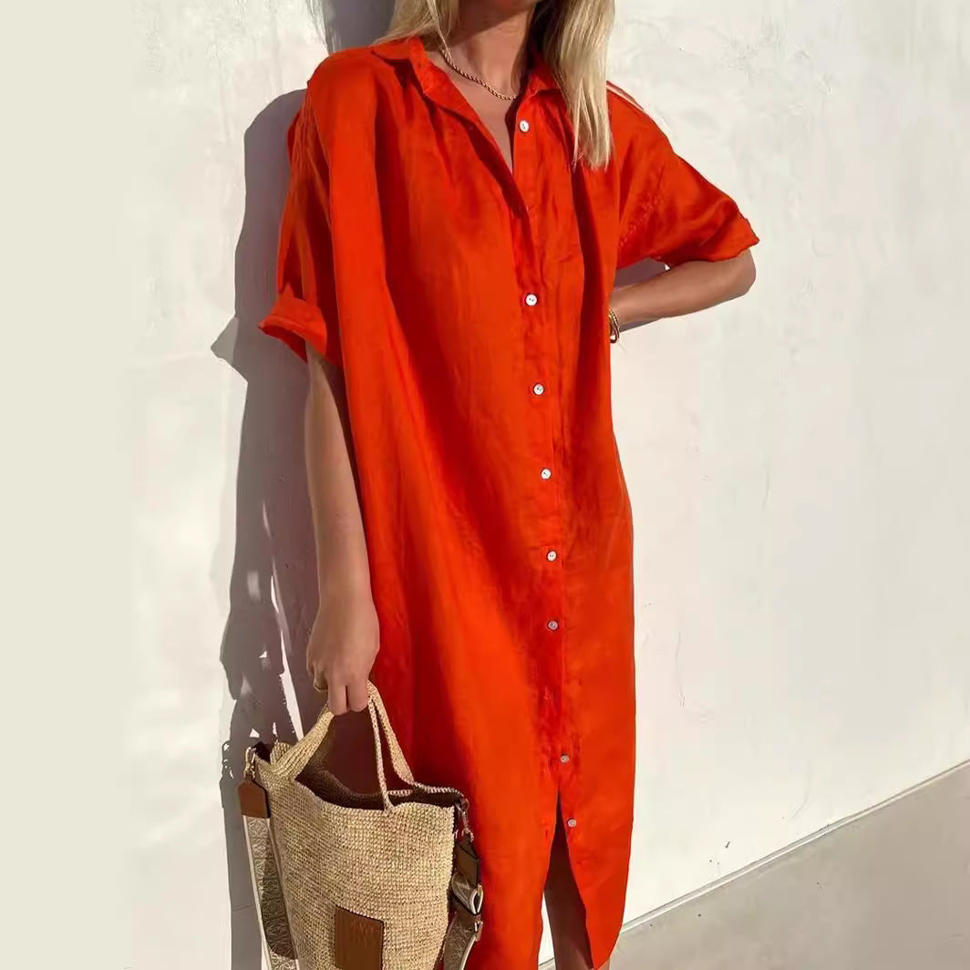 Vestido Mujer Manga Corta con Botones | Corte Holgado – Buy ByM