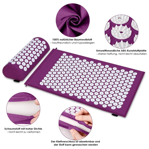 Acupressure Mat Sensi Massage Mat Pillow Set  applicator for Neck Foot Yoga Mat with Needle Back Cushion
