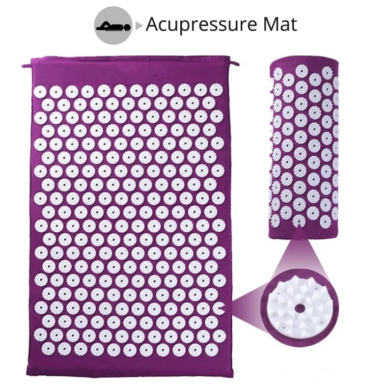 Acupressure Mat Sensi Massage Mat Pillow Set  applicator for Neck Foot Yoga Mat with Needle Back Cushion