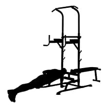 Functional Fitness Gym Style Training Power Tower & Adjustable Workout Bench System Foldable for Pull Ups and Dips, Load 200 kg