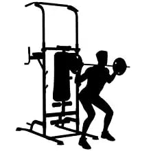 Functional Fitness Gym Style Training Power Tower & Adjustable Workout Bench System Foldable for Pull Ups and Dips, Load 200 kg
