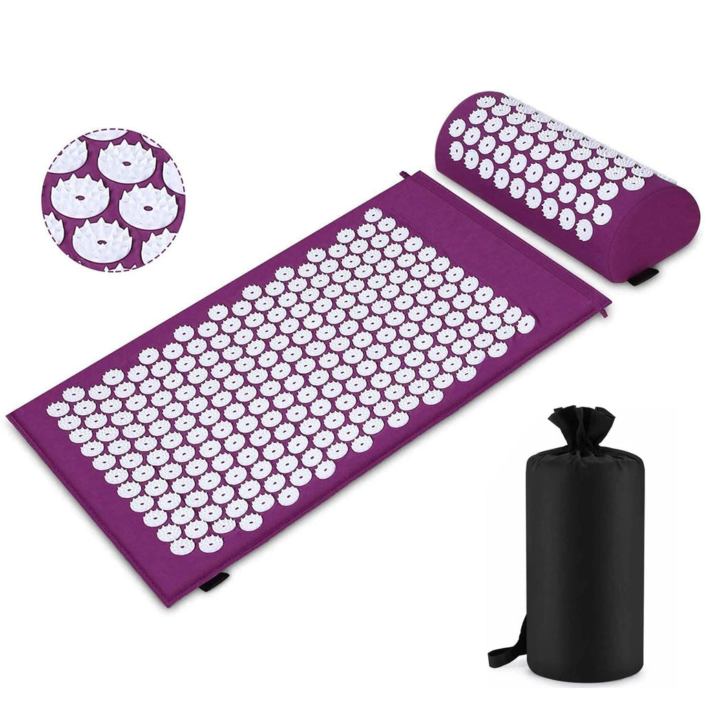 Acupressure Mat Sensi Massage Mat Pillow Set  applicator for Neck Foot Yoga Mat with Needle Back Cushion