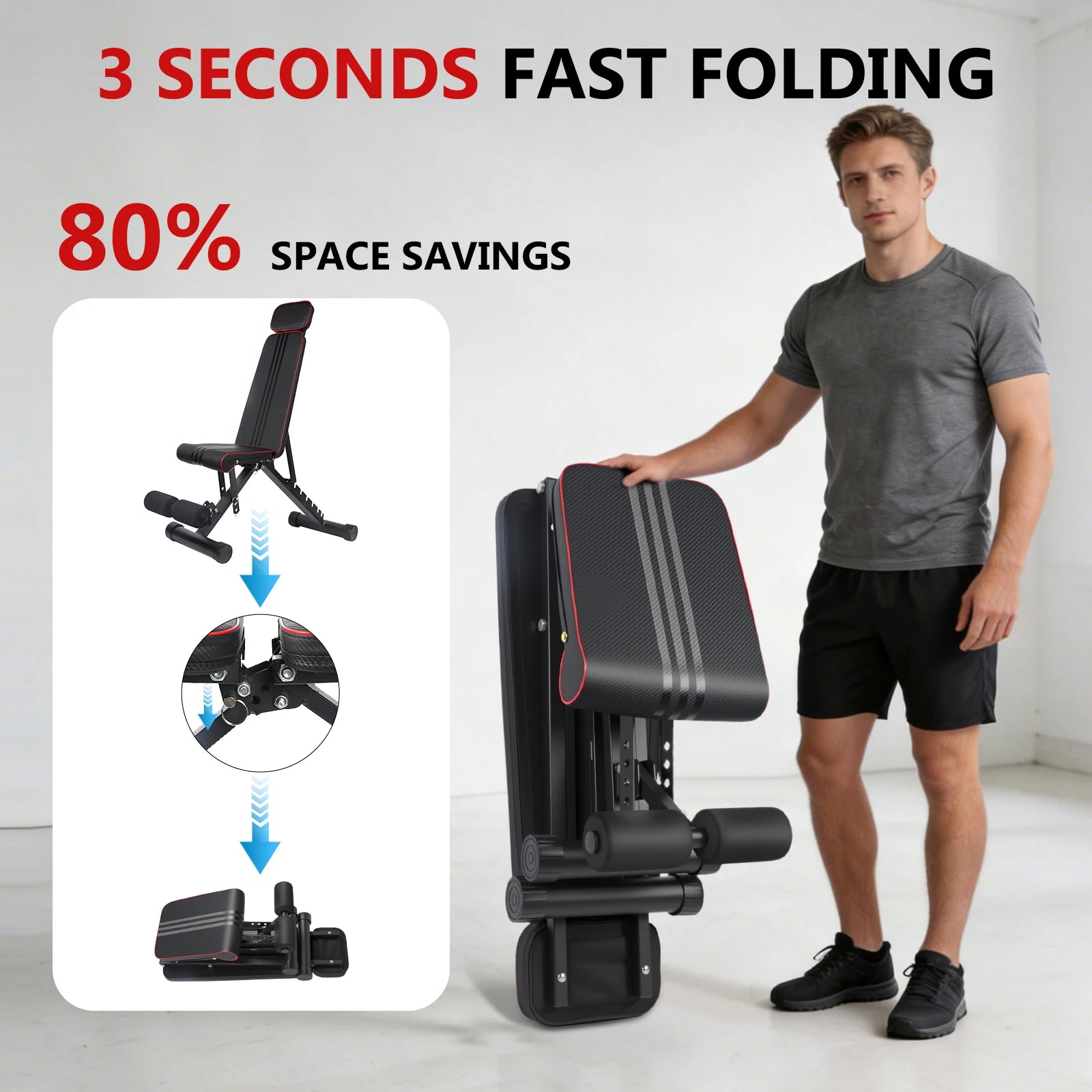 7 Position Adjustable Foldable Weight Bench, Dumbbell Bench with Headrest, Incline Decline Full Body Strength Training Bench for Home Gym