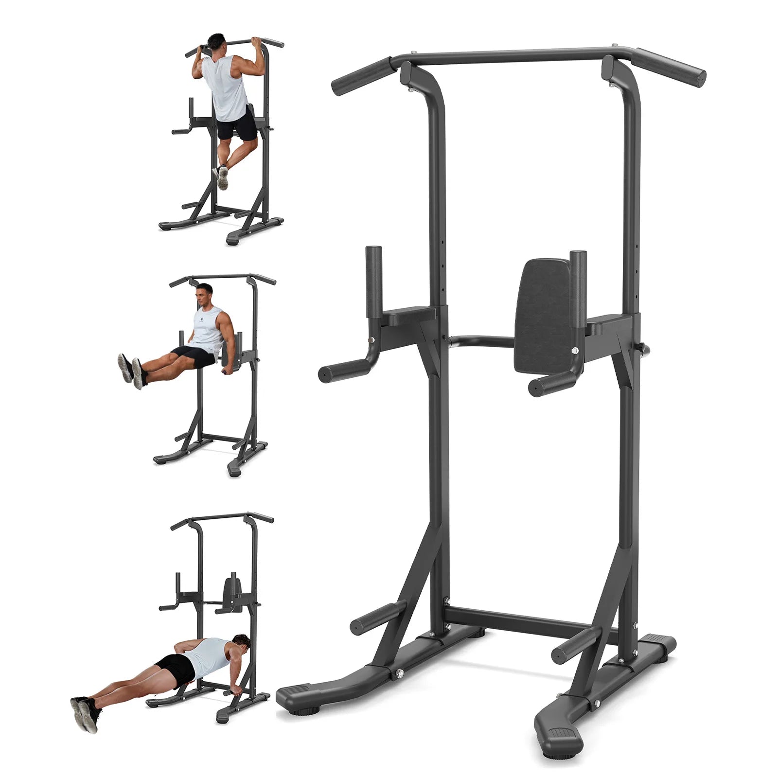 Multi-Functional Free Standing Pull Up Bar Power Tower – 450 lbs Capacity Adjustable Dip Station – Strength Training Equipment for Home Gym, Pull Ups, Dips, Leg Raises