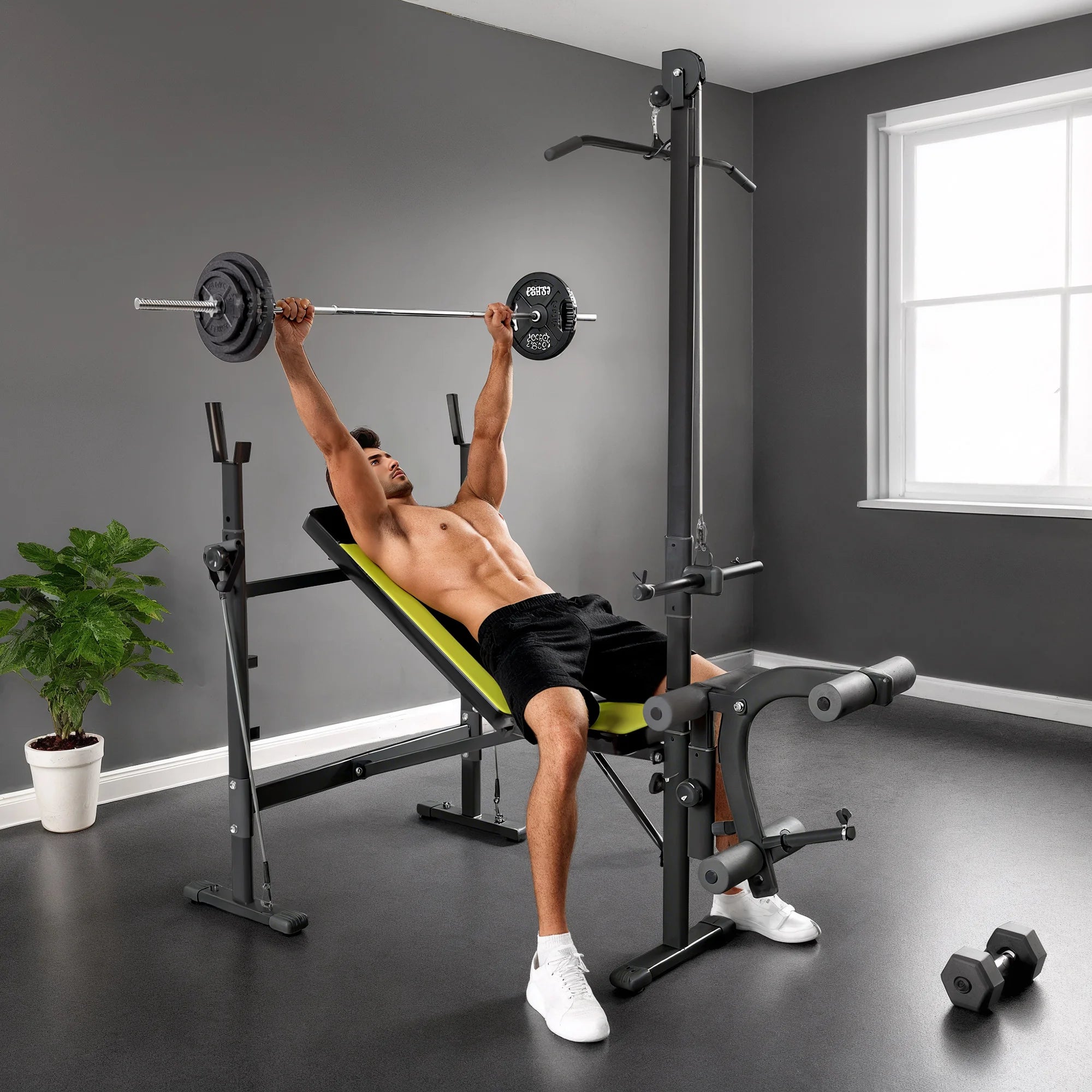 Homcom Weight Bench Bodybuilding Exercise 175X110X202Cm Fitness Backrest
