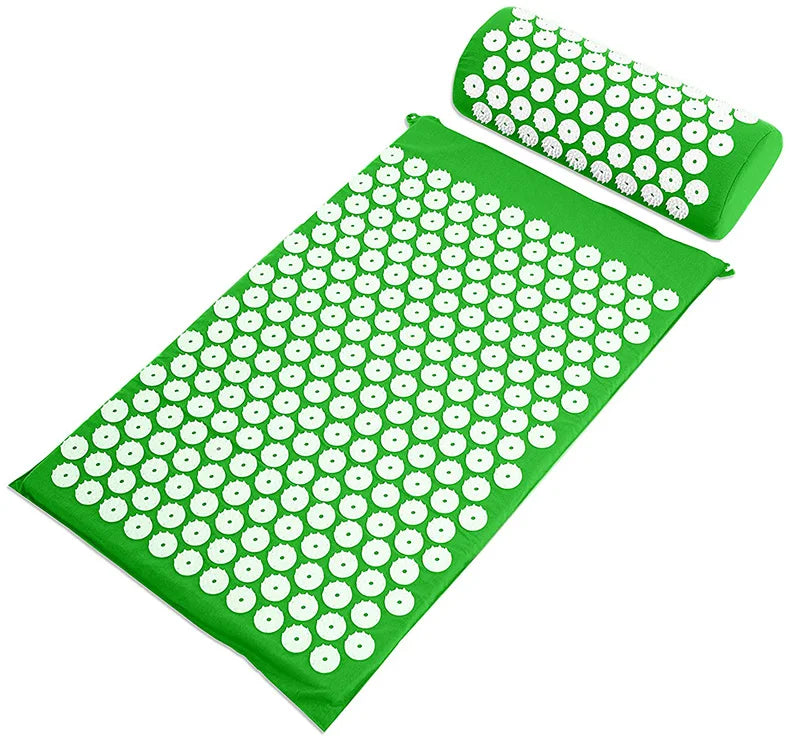 Acupressure Mat Sensi Massage Mat Pillow Set  applicator for Neck Foot Yoga Mat with Needle Back Cushion