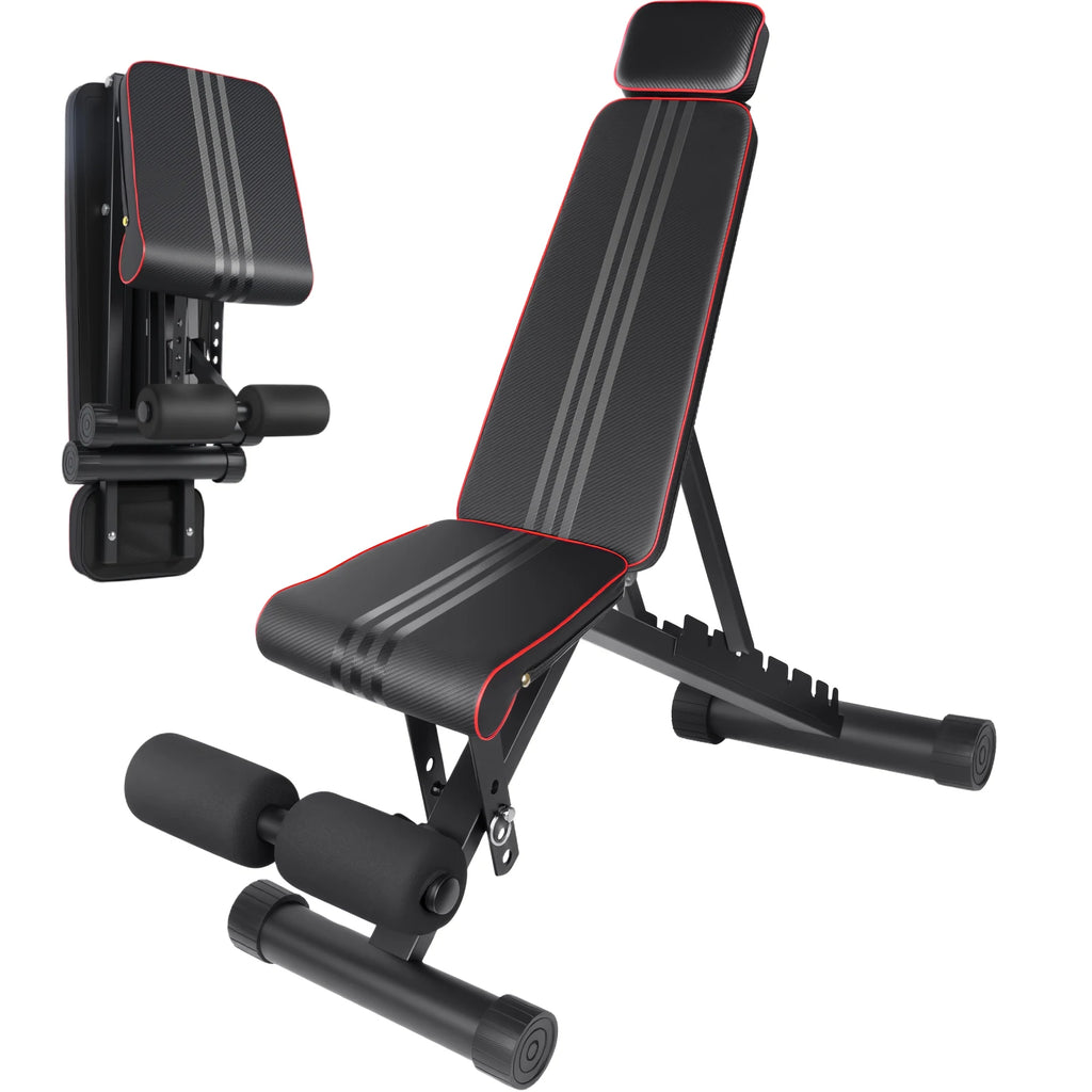 7 Position Adjustable Foldable Weight Bench, Dumbbell Bench with Headrest, Incline Decline Full Body Strength Training Bench for Home Gym