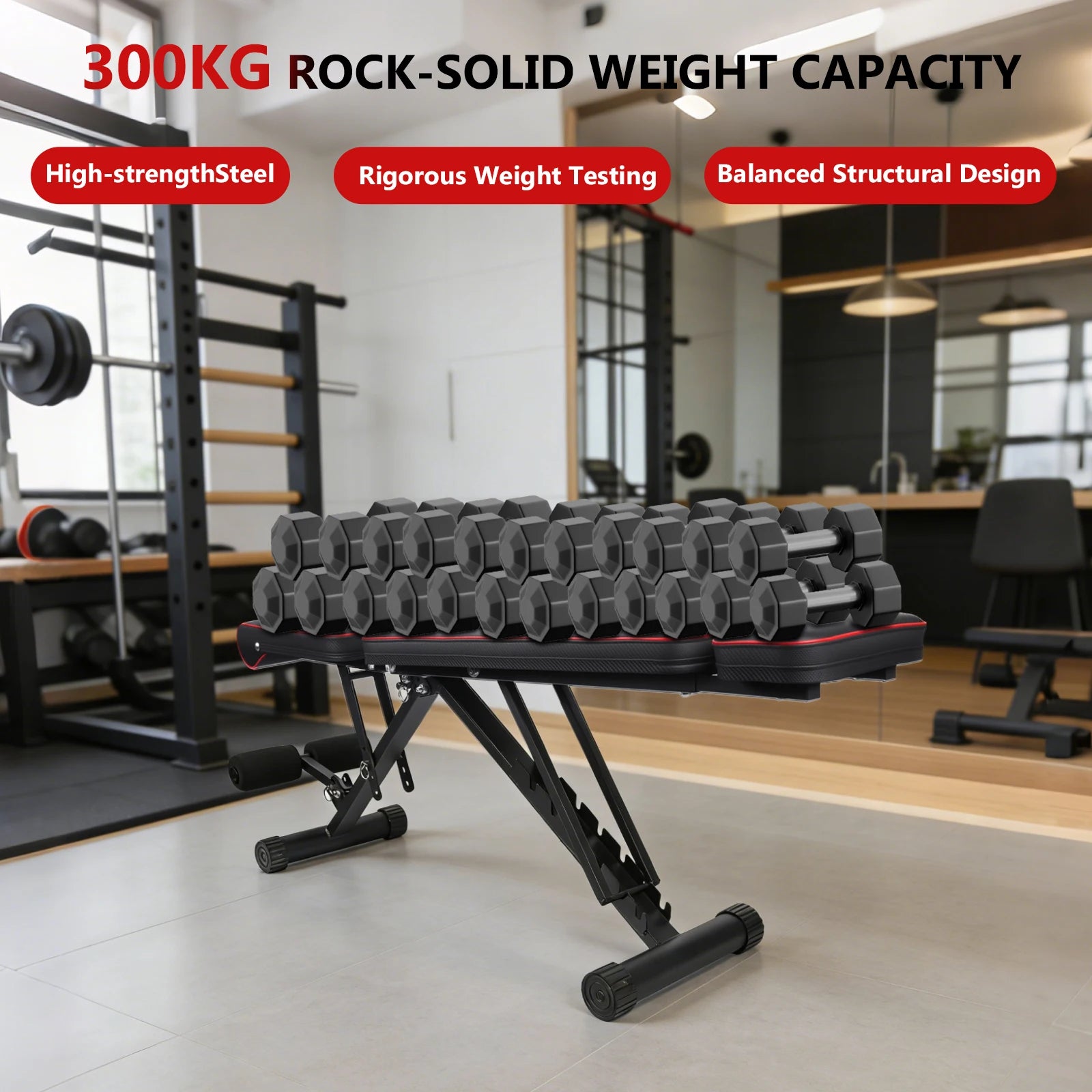 7 Position Adjustable Foldable Weight Bench, Dumbbell Bench with Headrest, Incline Decline Full Body Strength Training Bench for Home Gym