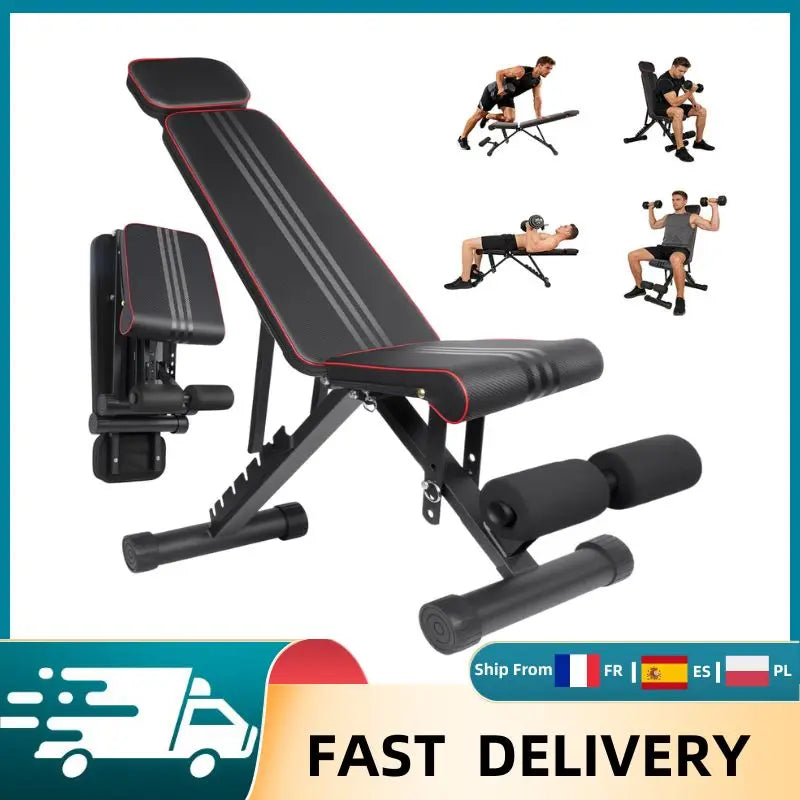 7 Position Adjustable Foldable Weight Bench, Dumbbell Bench with Headrest, Incline Decline Full Body Strength Training Bench for Home Gym