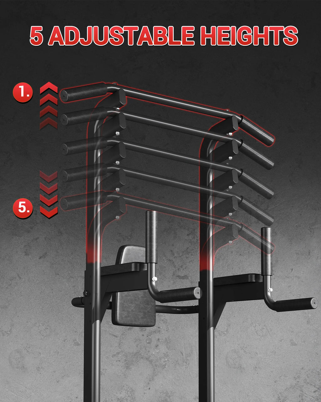 Multi-Functional Free Standing Pull Up Bar Power Tower – 450 lbs Capacity Adjustable Dip Station – Strength Training Equipment for Home Gym, Pull Ups, Dips, Leg Raises