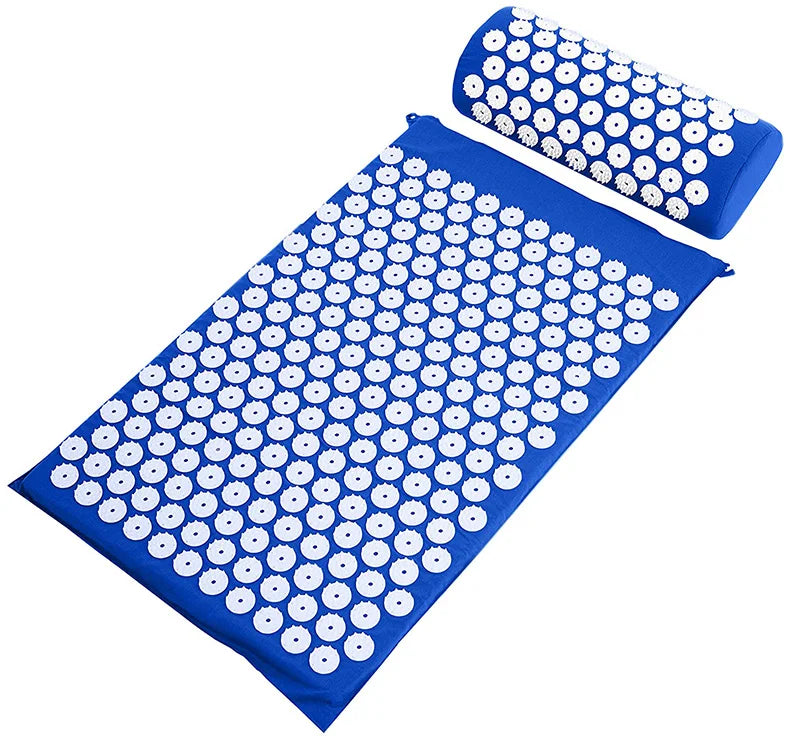 Acupressure Mat Sensi Massage Mat Pillow Set  applicator for Neck Foot Yoga Mat with Needle Back Cushion