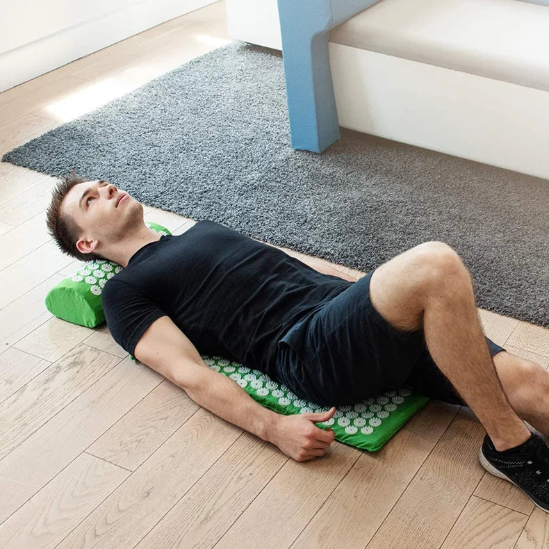 Acupressure Mat Sensi Massage Mat Pillow Set  applicator for Neck Foot Yoga Mat with Needle Back Cushion