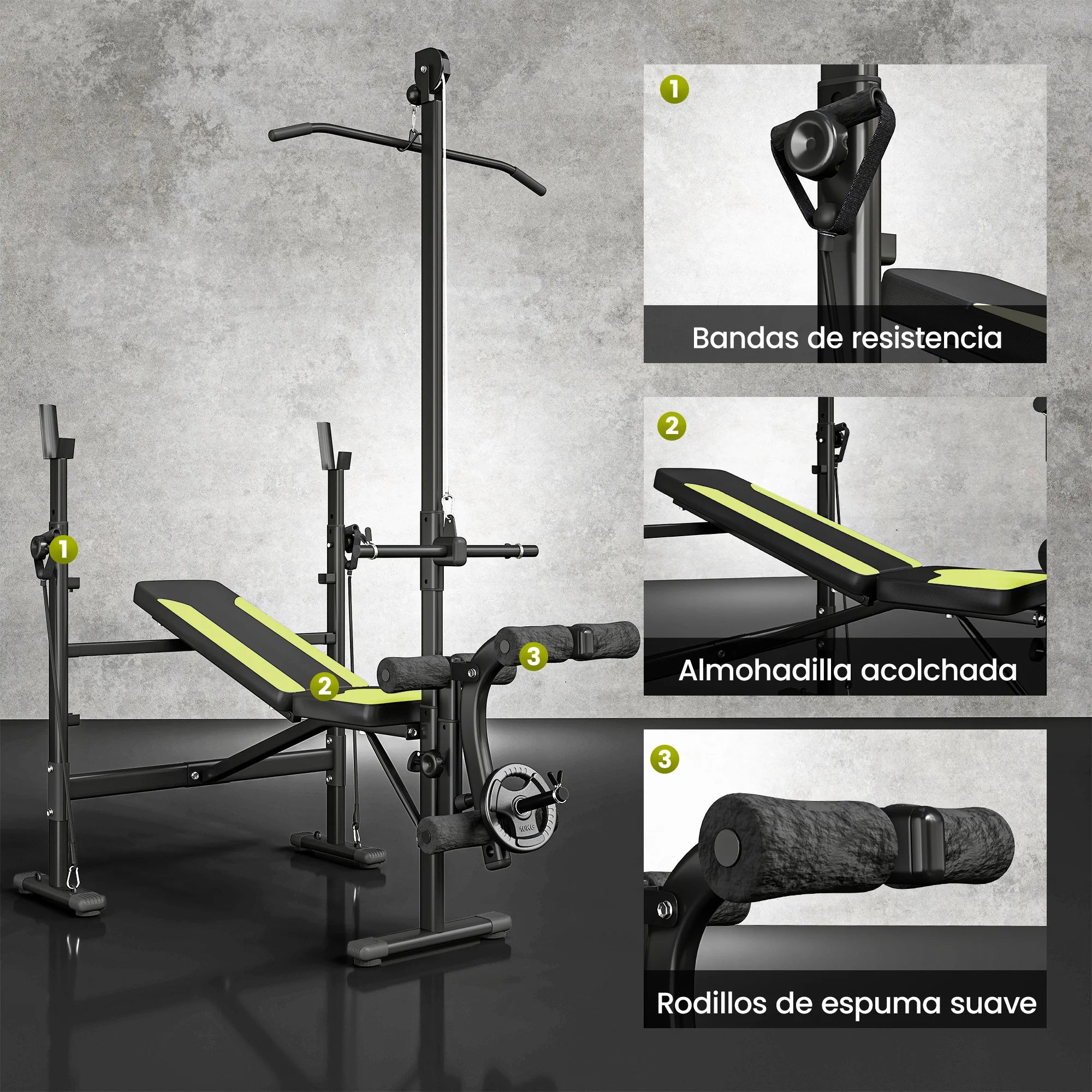 Homcom Weight Bench Bodybuilding Exercise 175X110X202Cm Fitness Backrest